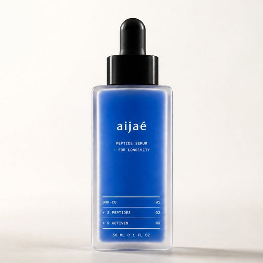 Aijaé peptide serum bottle on a clean white background